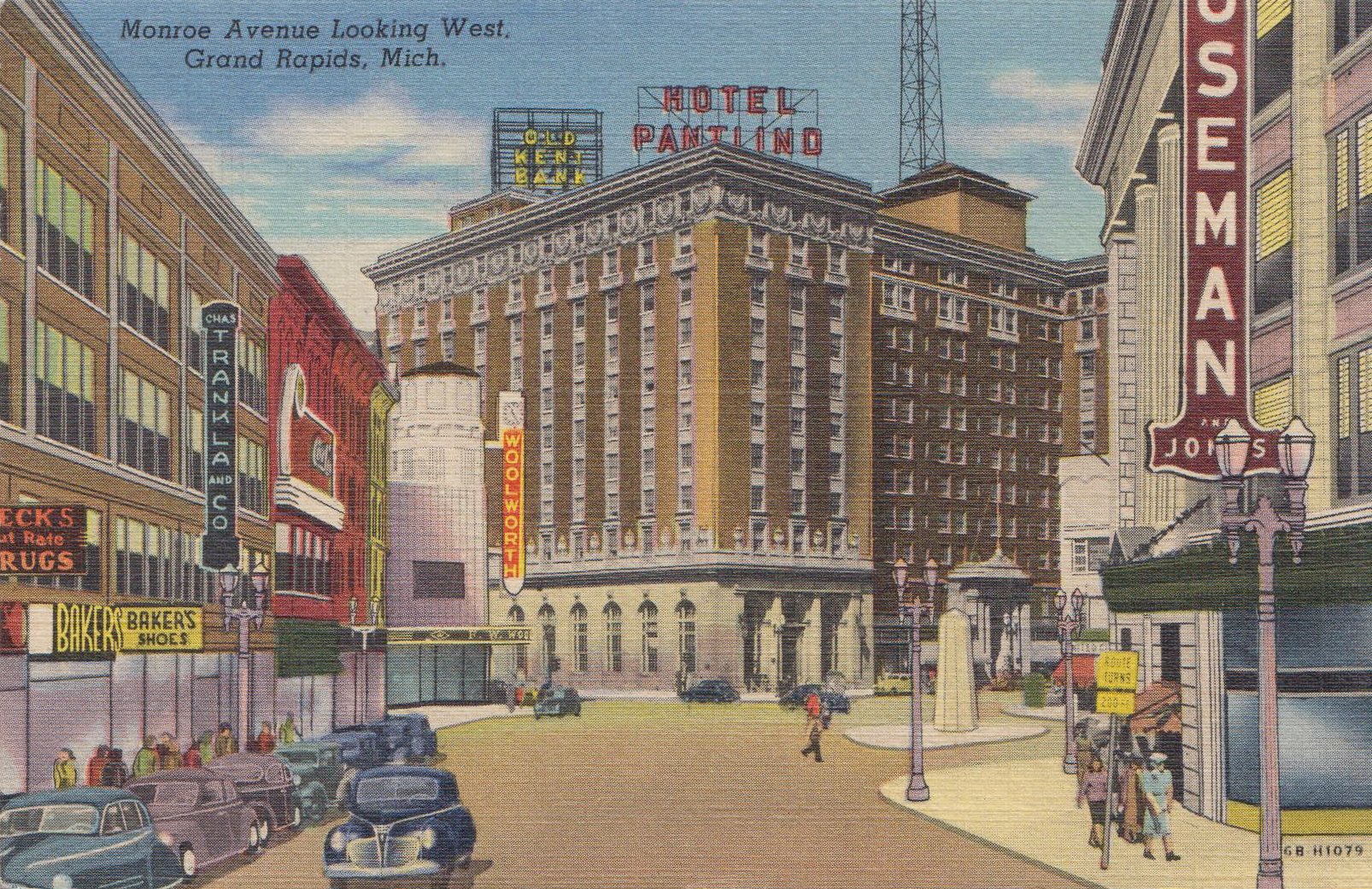 Monroe Avenue looking West, Grand Rapids, MI – circa 1950